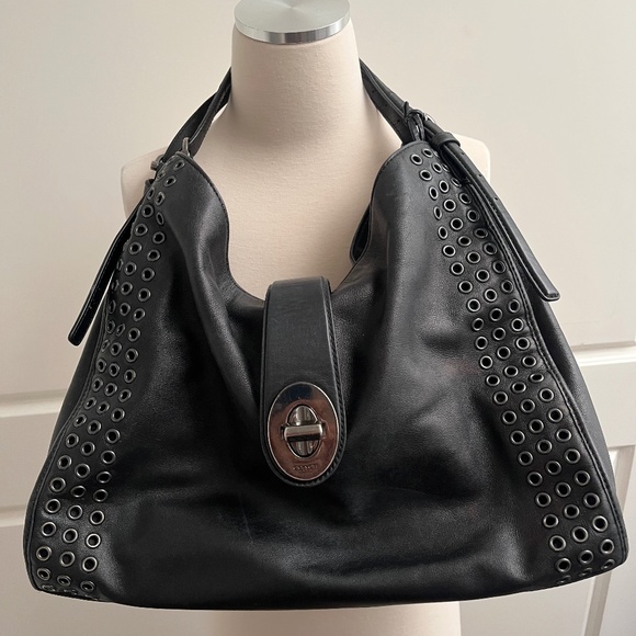 Vintage Coach Black Madison Grommet Large Carlyle Leather Handbag Style 32404 - Picture 1 of 13